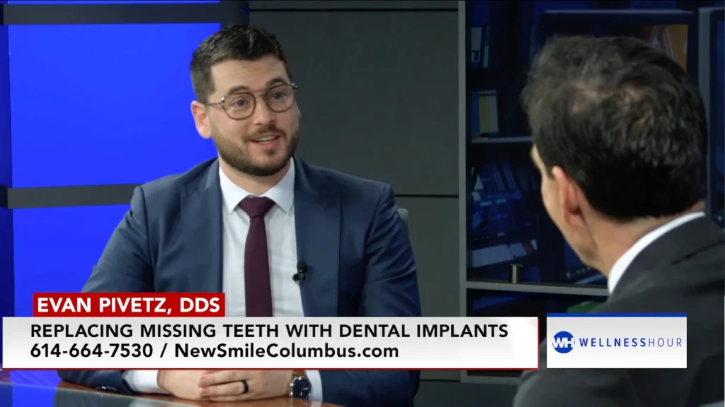 Dr. Evan Pivetz, DDS discussing replacing missing teeth with dental implants on The Wellness Hour