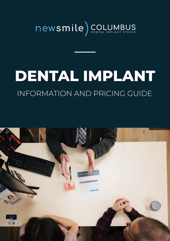 Ebook cover for the New Smile Columbus Dental Implant Studio Dental Implant Information and Pricing Guide